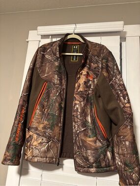 Storm Men's Brown Camouflage Performance Jacket with Orange Accents